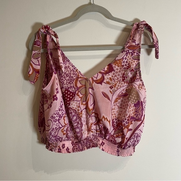 Free People Weekend In Montauk Crop Top in Pink Size Large NWT - Picture 5 of 8